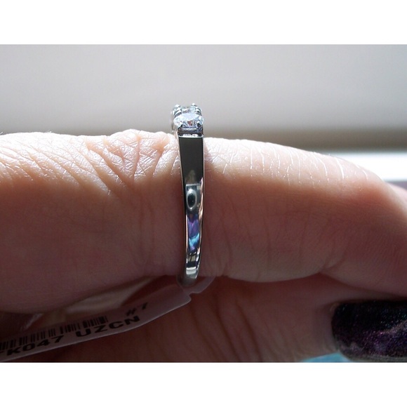 STAINLESS STEEL 4 Stone Cubic Zirconia Band Ring - Picture 6 of 12